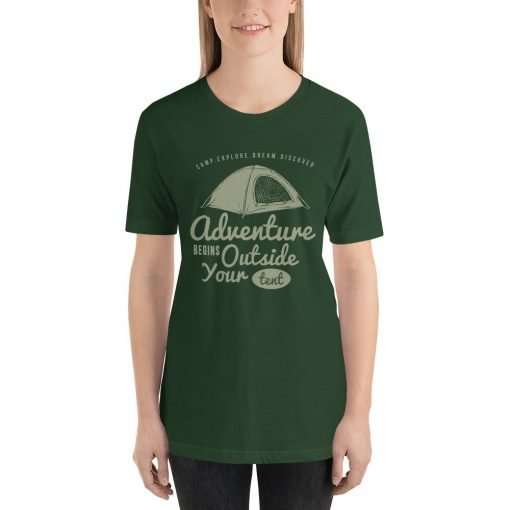 Adventure Begin Outside Your Tent mockup Front Womens Forest