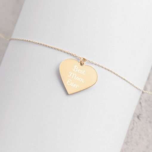 engraved silver heart chain necklace 24k gold coating lifestyle 2 6065ef6bb14fc