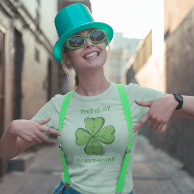 st patrick s day mockup of a woman showing of her tee 19565