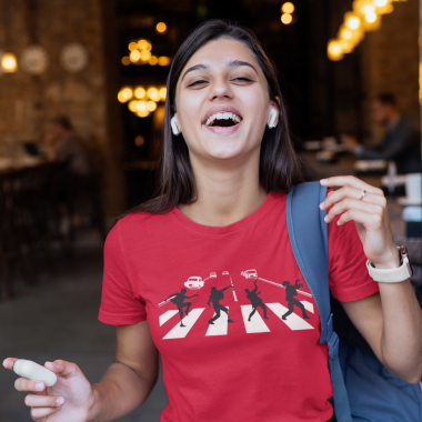t shirt mockup featuring a female student laughing 40728 r el2