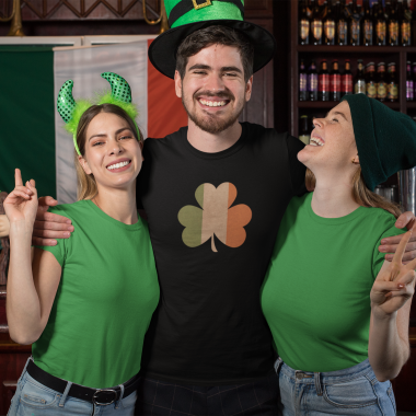 t shirt mockup of a fun group celebrating saint patrick s day at a bar 32133 1